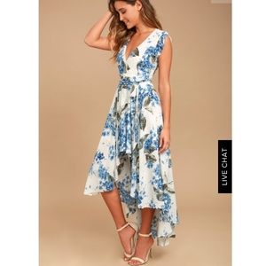 Lulus White Floral Print High-Low Dress